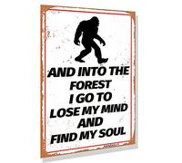 annekilly Vintage Warning Bigfoot and into The Forest, I Lost My Way and Found The Soul Metal Tin Sign for Outdoor Home Kitchen Yard Wall Decor Signs 12x8inch