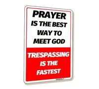 annekilly Vintage Warning No Trespassing Prayer Meet God Trespassing is The Fastest Metal Tin Sign for Outdoor Home Kitchen Yard Wall Decor Signs 12x16inch