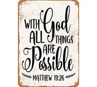 annekilly Vintage with God All Things are Possible Metal Tin Sign Home Bar Kitchen Restaurant Wall Deocr Plaque Signs 12x8inch