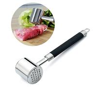 Annengjin High Quality 18-10 Stainless Steel Meat Tenderizer Meat Hammer Long Handle for Beef, Steak, Chicken, Pork and Veal