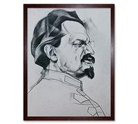 Annenkov Portrait Bolshevik Leon Trotsky USSR Drawing Art Print Framed Poster Wall Decor 12x16 inch