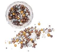 Anneome 1 Box Decorative Nail Pearls Box Deep Color Mix Small Round Nail Art Charms DIY Crafting for Prom Wedding Party Jewels Enhancing Natural Artificial