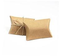 Anneome 100pcs Kraft Brown Paper Pillow Candy Boxes with Hemp Rope Eco Friendly Favor Boxes for Weddings Parties Christmas Thanksgiving Graduation and Holiday Decorations