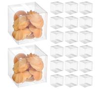 Anneome 100pcs Square Pvc Boxes for Treats and Cupcakes with Easy Visibility, Multi-purpose Use, Sl nd Modern Design, for Weddings and Event Party Favour Packaging
