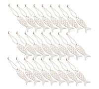 Anneome 100pcs Unfinished Wood Fish Shape Cutouts with Hanging Rope Blank Wooden Ornaments for DIY Painting Party Decorations and Artistic Craft Projects