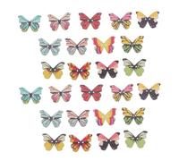 Anneome 100pcs Wooden Butterfly Craft Buttons Decorative Fasteners for Sewing Scrapbooking DIY Projects Natural Material for Clothing Embellishment