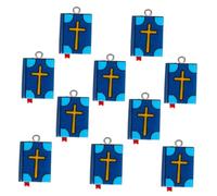 Anneome 10Pcs Bible Pendant Charms Metal Jewelry Necklace Accessories DIY Crafting Durable Iron Plastic Crucifix Shape for Unique Handmade Designs