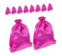Anneome 10pcs Drawstring Cosmetic Bags for Women Multifunctional Travel Makeup Organizer Pouches in Stylish Silky Satin Rose Red for Cosmetics Jewelry Toiletries Storage