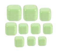 Anneome 10pcs Light Green Pp Skincare Containers with Lids, Double-layer Square Travel Jars for Face Cream, Body Butter, and Lip Balm 5g/10g/20g/30g/50g Small Storage Bottles