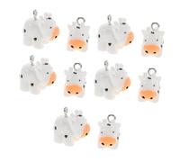 Anneome 10pcs Miniature Cow Figurines Cute Charms for Jewelry Making Animal Beads Resin Pendants for Necklaces Bracelets Craft Decors
