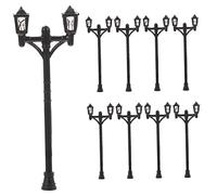 Anneome 10Pcs Miniature Street Lights LED Scene Decor Road Lamp for Charming Double Headed Design for Creative Layouts and House Decoration