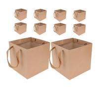 Anneome 10pcs Square Kraft Paper Bags for Flowers Cakes Gifts Eco Friendly Wrapping Pouches with Elegant Design Paper Packaging for Parties Events Take