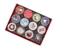 Anneome 12 Pcs Christmas Party Tinplate Boxes Iron Candy Storage Containers with Cartoon Patterns Gift Boxes for Wedding Xmas and Holiday Celebrations