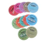 Anneome 12 Sheets Storage Bucket Sticker Grill Pellets Stickers for BBQ Enthusiasts, Round PVC Identification Decals 3.94x3.94x0.02in Tear Resistant Easy to Apply and Remove for Family