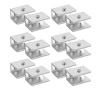 Anneome 12pcs Black Aluminum Glass Shelf Clamps Brackets for 8-10mm Glass Panels Wall Mounted Rectangle Floating Shelf Supports Medium Size Heavy Duty Clip Holders