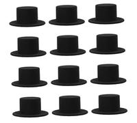 Anneome 12pcs Mini Black Top Hats Miniature Format Hats for DIY Craft Projects Hair Accessories Christmas Party Decorations Doll Caps