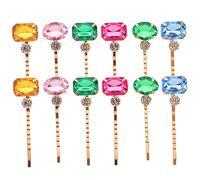 Anneome 12pcs Rhinestone Hair Slides Clips for Women Durable Acrylic Bobby Pins for Thick Hair for Weddings Proms Formal Events