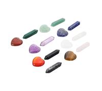 Anneome 15pcs Heart Shaped Crystals and Hexagonal Gemstones Chakra for Meditation Balancing and DIY Making Present for Therapy and Home Decor