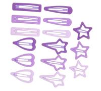 Anneome 15pcs Metal Hair Clips for Snap Barrettes in Star Heart Teardrop Rectangle Shapes Matte Finish Hair Accessories for Birthday Party Daily Wear Stylish and Charming Design