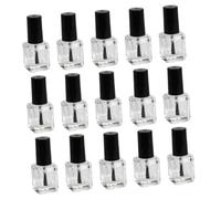 Anneome 15pcs Transparent Glass Nail Polish Bottles with Brush Black Cap Refillable Clear Containers for DIY Nail Art Portable and Label-friendly