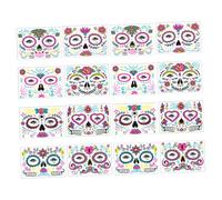 Anneome 16 Sheets Halloween Fluorescent Face Stickers for Adults Temporary Odorless Body Decorations Scratch Resistant Neon Floral for Masquerade Day Dead Party