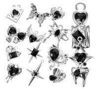 Anneome 16Pcs Darkness Charms Jewelry Making Kit Alloy Pendants for DIY Earrings Necklaces Bracelets Dark Themed Accessories for Crafting and Decoration
