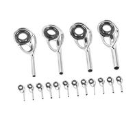 Anneome 16pcs Stainless Steel Fishing Rod Tips with Ceramic Inserts Durable Guide Rings Set for Smooth Line Flow Precision Crafted for Enhanced Control and Weatherproof Use in Freshwater