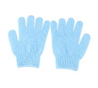 Anneome 2 Pair Blue Bath Exfoliating Gloves Five Fingers Body Scrub Mitts Stretchy for Men Women Shower Sauna Spa Dead Skin Removal