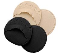 Anneome 2 Pairs Invisible Half Palm Socks for Women Breathable Sweat-Absorbing Five-Toe Design Supple No-Show Forefoot Liners for High Heels and Sandals Lightweight Comfort Black Nude