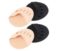 Anneome 2 Pairs Invisible Half-Soles Five-Toe Socks for Women Breathable Sweat-Absorbing Peep-Toe No Show Socks with Forefoot Support Pad Black Skin Color Suitable for Sports and Casual