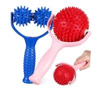 Anneome 2 Pcs Ergonomic Handheld Neck Roller Massager with Balls for Back Muscle Relief and Tension Reduction Multi-Functional Manual Massage Tools for Targeted Shiatsu Therapy and