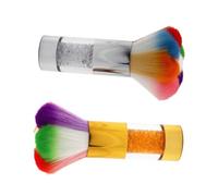 Anneome 2 Pcs Nail Dust Brushes with Ergonomic Handles Soft Bristles for Nail Cleaning and Makeup Blusher Beauty Tools Portable for Women