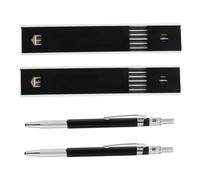 Anneome 2 Sets Mechanical Lead Pencils Black Metal Automatic Drafting Drawing Marking Tool for Carpenters Architects Woodworking with Moisture-resistant Graphite Leads