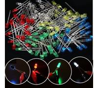 Anneome 200 pcs Assorted Diffused LED Light-Emitting Diodes Kit Multi-Color with Red Yellow Blue Green White for Electronic Projects