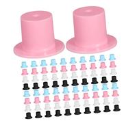 Anneome 200pcs Mini Christmas Clown Top Hats for Crafts Plastic Miniature Doll Accessories in Black White Pink Blue DIY Tiny Holiday Decorations and Party Supplies