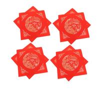 Anneome 20Pcs Red Xuan Paper with Fu Character Batik Dyeing Chinese Calligraphy Paper for Spring Festival Couplets Blank Calligraphy for Lunar Year Decorations