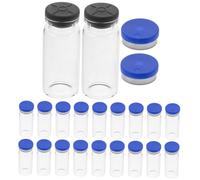 Anneome 20pcs Transparent Glass Vials with Flat Bottom and Caps Durable Sample Bottles for Liquid Storage High Pressure Resistant Easy Liquid Refill for Laboratories and Household Use