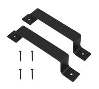 Anneome 2Pcs Barn Door Pull Handles Heavy Duty Rustic Iron Straight Angle Handles for Wooden Shed Doors Cabinet Wardrobe Garage Indoor Sliding Drawer Hardware