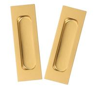 Anneome 2Pcs Brushed Gold Pocket Door Handles Recessed Pull Latch for Sliding Cabinet Doors Hidden Groove Stainless Steel Flush Mount Hardware