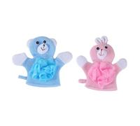 Anneome 2pcs Cartoon Bath Scrubbers for Foaming and Deep Skin Cleaning Cute Pink Rabbit Blue Bear Body Towels for Gentle Exfoliation and Daily Use