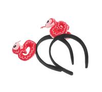 Anneome 2pcs Charming Cartoon Stuffed Snake Headband for Lunar Year Celebrations Secure Fit Hair Accessory with Stable Hair Fixation Zodiac-inspired Red Hairband for Festive Party and