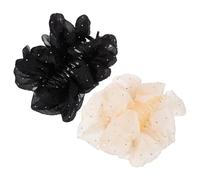 Anneome 2pcs Chiffon Bow Claw Clips for Thick Hair Women Rhinestone Bubble Mesh Hair Accessories Elegant Gift Black