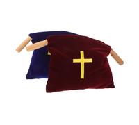 Anneome 2pcs Church Offering Bags with Wooden Handles Capacity Velvet Religious Collection Pouches for Men Women Baptism Holy Communion Donation Church Supplies