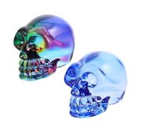 Anneome 2pcs Crystal Skull Statues Hand Carved Quartz Human Skeleton Figurines Halloween Party Decoration Compact Tabletop Art Display