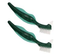 Anneome 2pcs Double-Sided Denture Brush with Firm Soft Bristles for Deep Clean Partial Dentures Portable Dual Head Toothbrush for False Teeth Care Ergonomic Grip Gum Brush for Travel and
