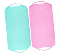 Anneome 2pcs Double-sided Exfoliating Bath Scrub Towels with Drawstring for Back and Body Quick Lather Shower Back Scrubber Lightweight for Neck Shoulders Camping Hotel Use Blue Pink