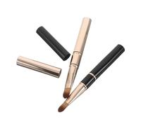 Anneome 2pcs Dual-ended Silicone Lip Brush with Protective Cover Soft Round and Flat Tips for Precise Lipstick Application and Blending Portable Makeup Tool in Elegant Gold and Black