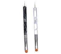 Anneome 2pcs Dual Head Nail Art Brush and Dotting Pen Manicure Painting Brush for Precise Nail Polish Application Comfortable Grip Rods White Black for Elegant French Manicure Designs