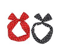 Anneome 2pcs Elastic Dot Cloth Headbands for Women Soft Crossed Bunny Ear Hairbands for Face Washing Yoga Spa Stylish Decorative Hair Accessories