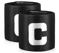 Anneome 2pcs Elastic Soccer Captain Armbands Comfortable Stretchable Leader Bands for Football Players Secure Hook and Loop Closure Identification Field for Adults and Youths